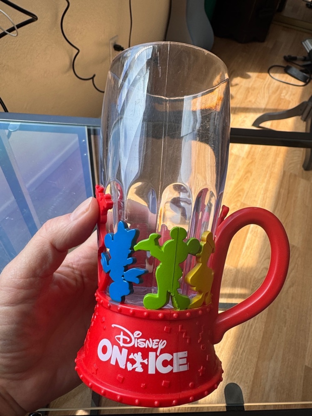 Disney Red Collectible Cup with Blue, Green & Yellow Character Accents
